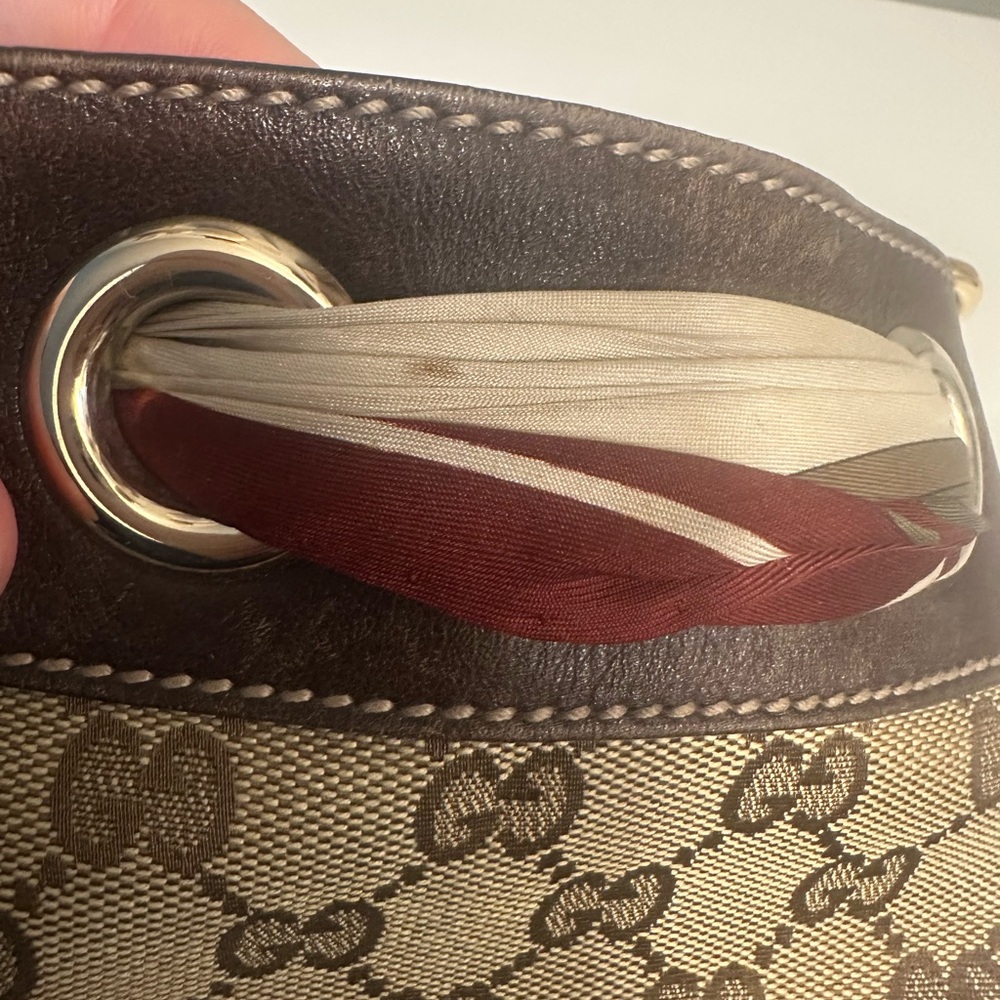 GUCCI VINTAGE POSITANO MONOGRAMMED LEATHER TOTE - Picture 5 of 10
